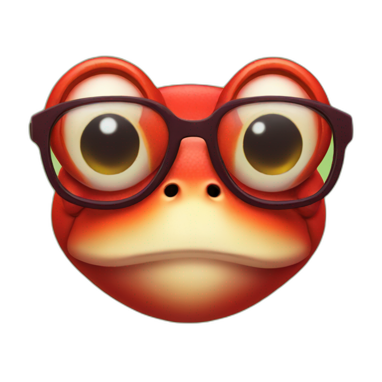 Red frog with glasses emoji