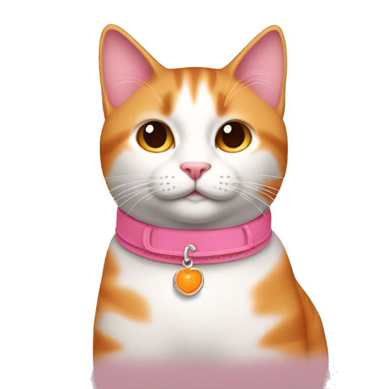 Gato naranja con collar rosa tierno  emoji