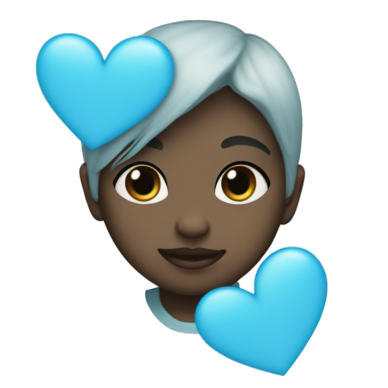 Half baby blue and black heart emoji