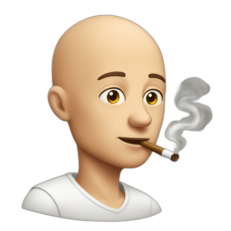 bald,young man, smoking cigar emoji