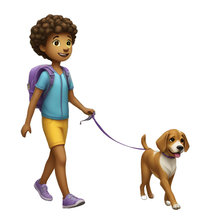 kid is walking the dog emoji