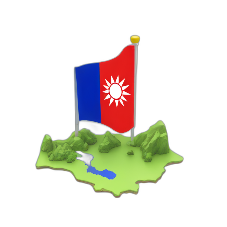 Taiwan map and flag in 3 dimensions emoji