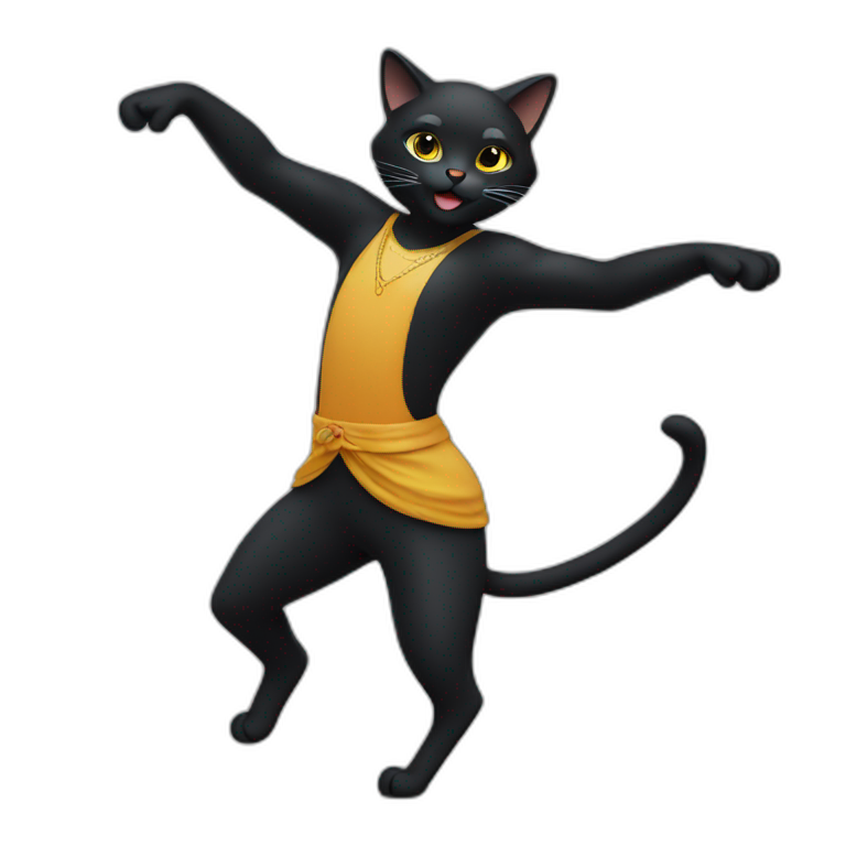 Dancing black cat emoji