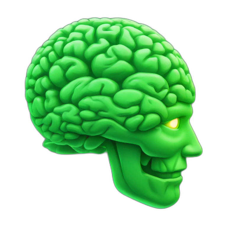 Neon green brain emoji