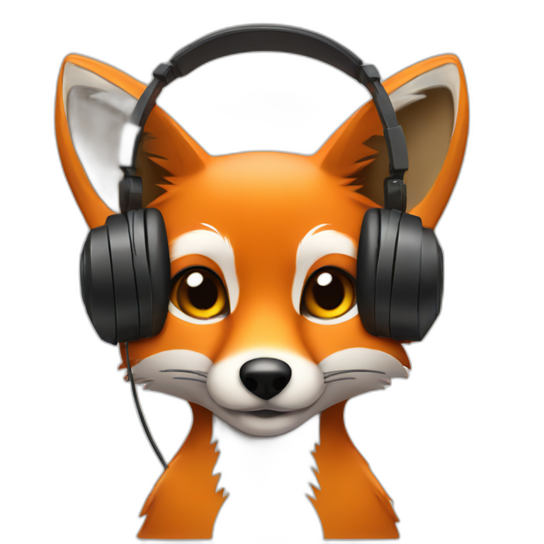 fox listening to music on headphones emoji