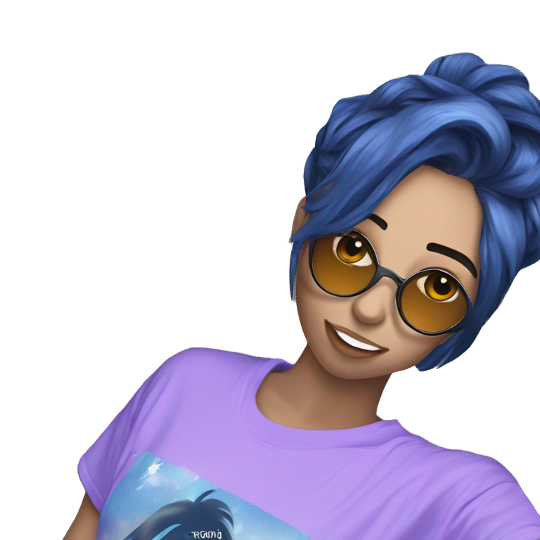 blue-haired girl with sunglasses emoji
