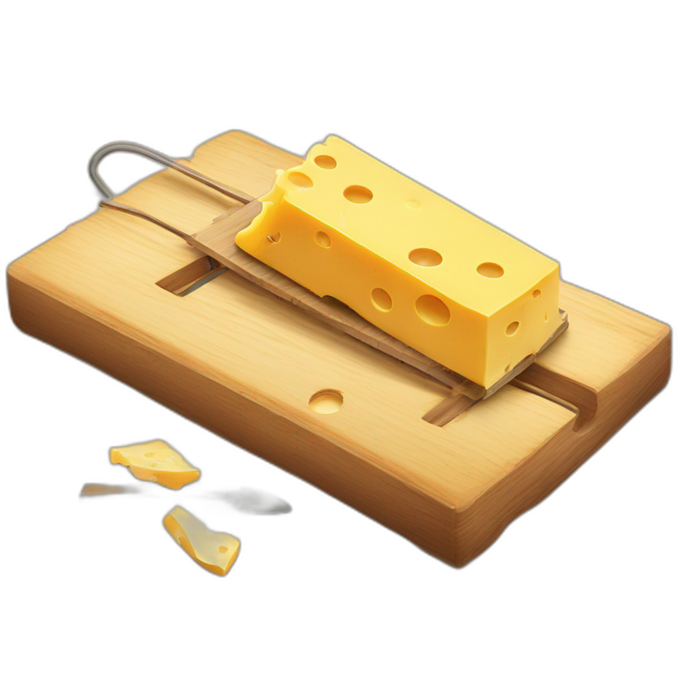 mouse trap with a little piece of cheese on it emoji
