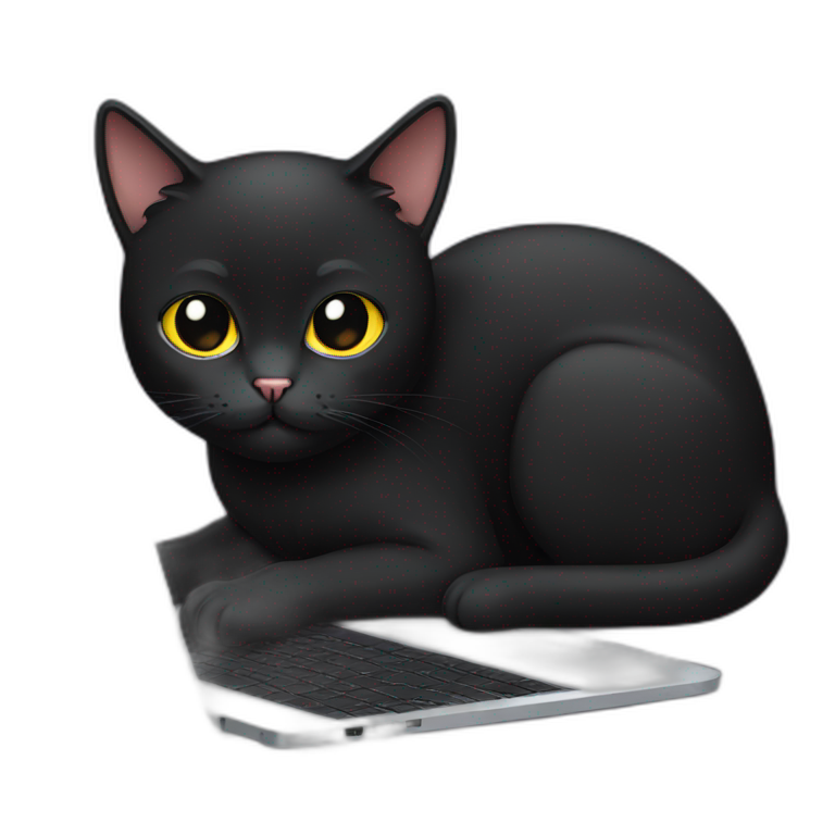 black-cat-coding-on-a-laptop emoji