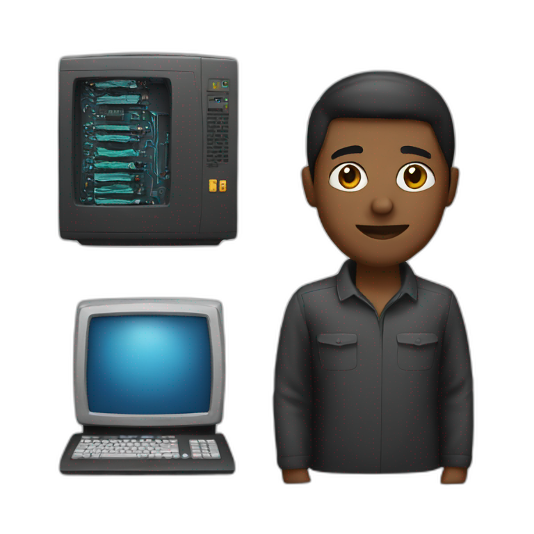 black computer engineer with a computer emoji