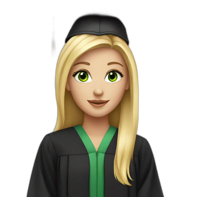 Graduating blonde green eyed girl emoji
