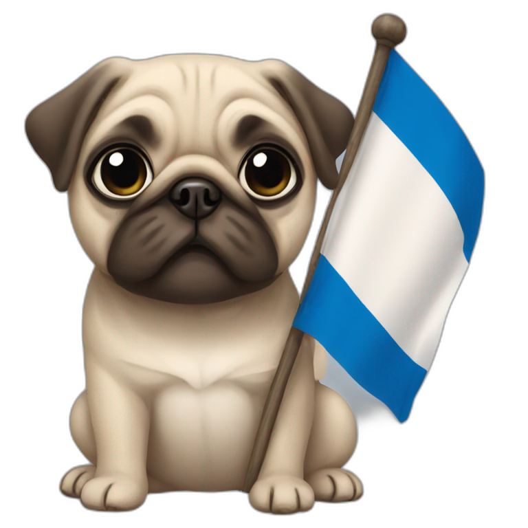 pug holding a flag of finland emoji