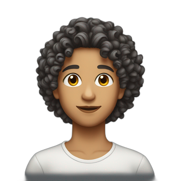 young morocan with curly hair emoji