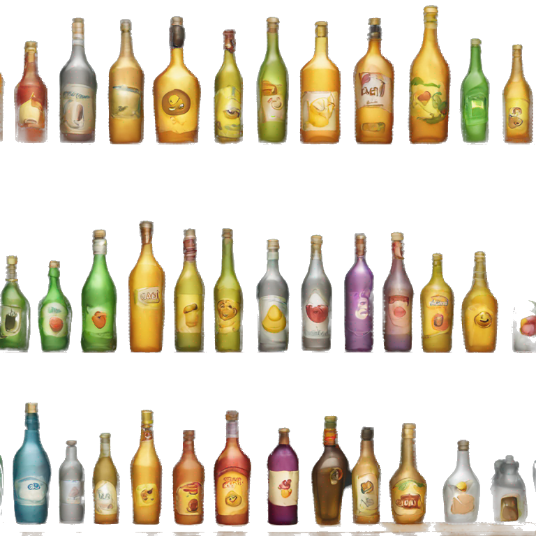 alcohol bottles on shelf emoji