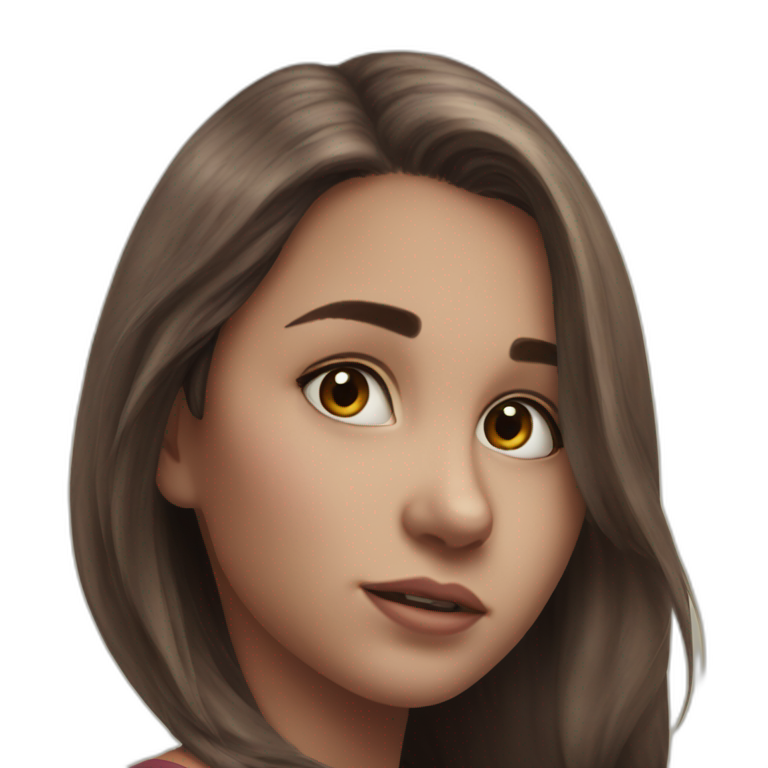 serene brown-haired portrait emoji