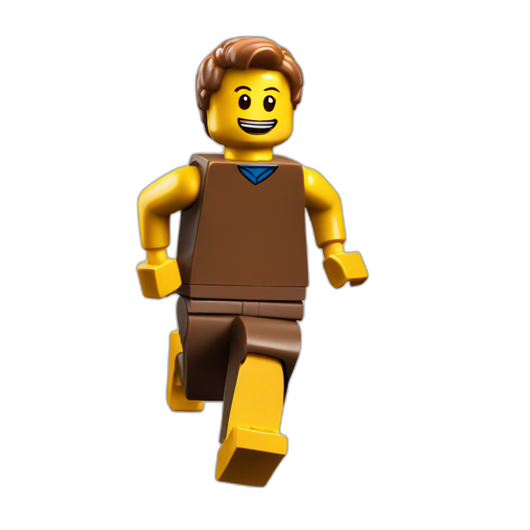 A lego man running looking behind emoji