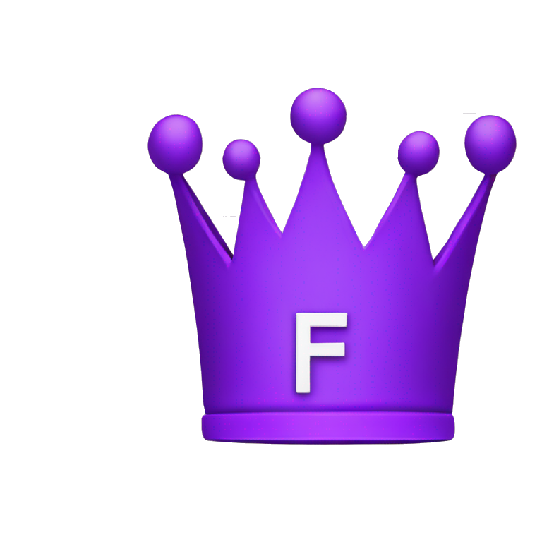 Neon purple crown on letter F emoji