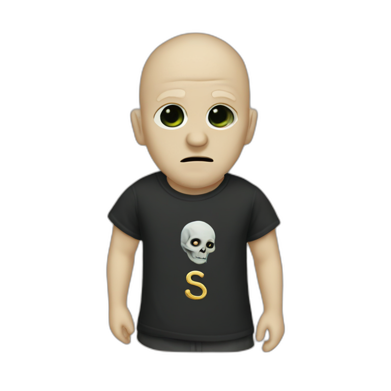 Voldemort wears a T-shirt with the word Sude on it emoji