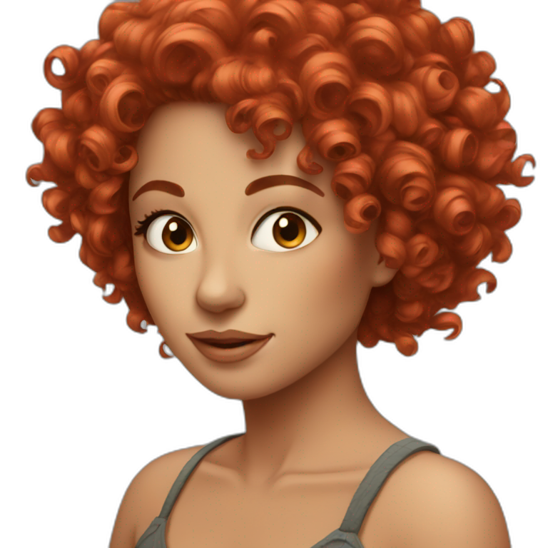 beautiful woman, red curly hair emoji