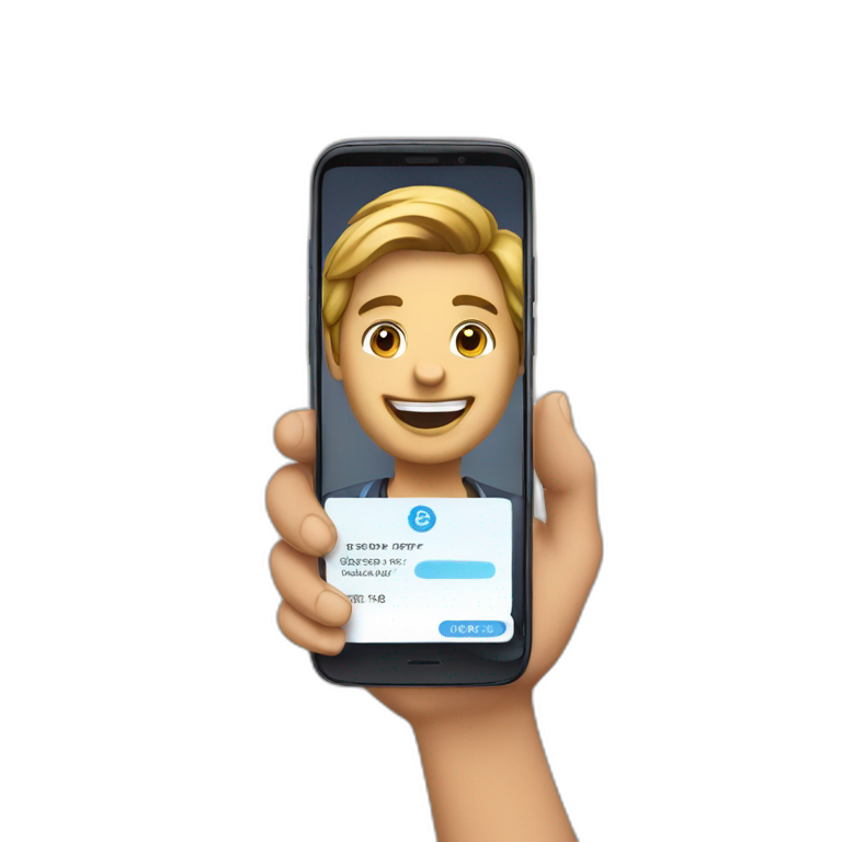 swiping the phone screen for a job offer emoji