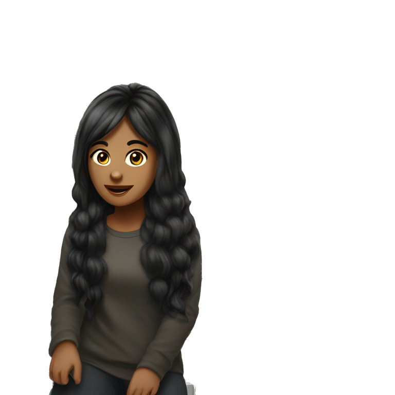 black hair girl indoors emoji