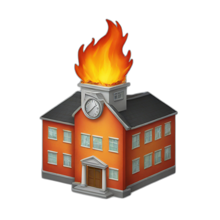 School in fire emoji