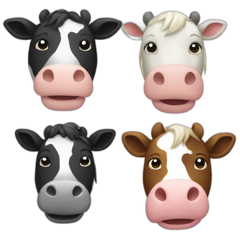 horse, cow, 2 icons emoji
