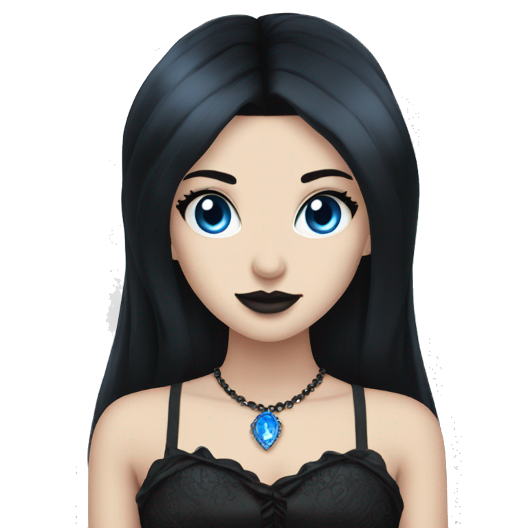 goth princess black hair blue eyes emoji