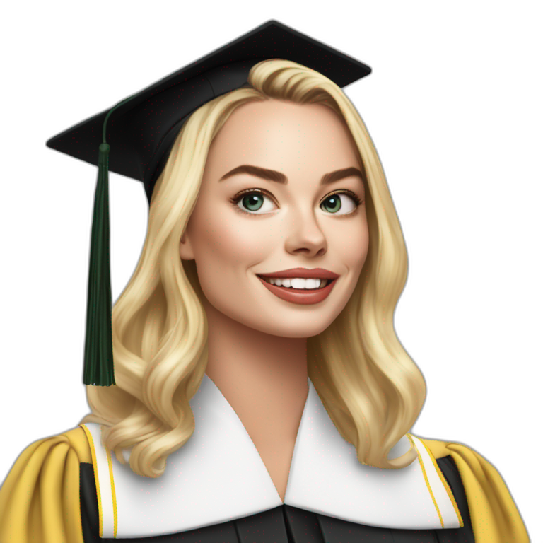 Margot robbie graduating from esigelec school emoji