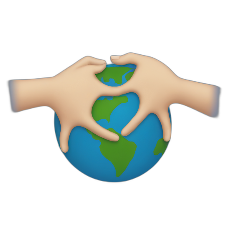 Two hands holding the Earth emoji