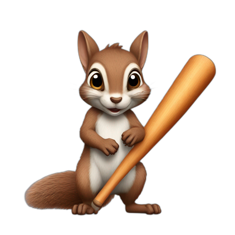 a squirrel holds a bat in its paws emoji