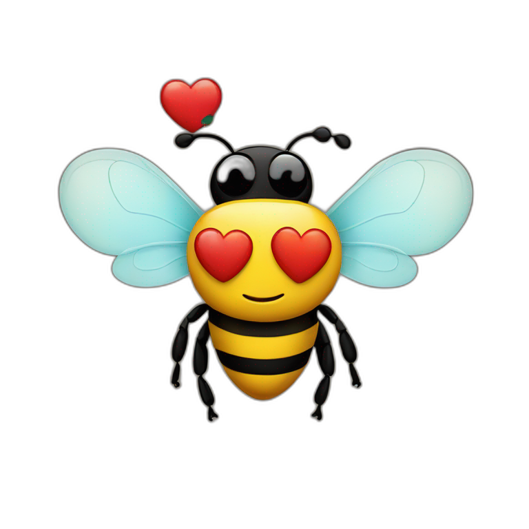 Loveheart bee with heart eyes emoji