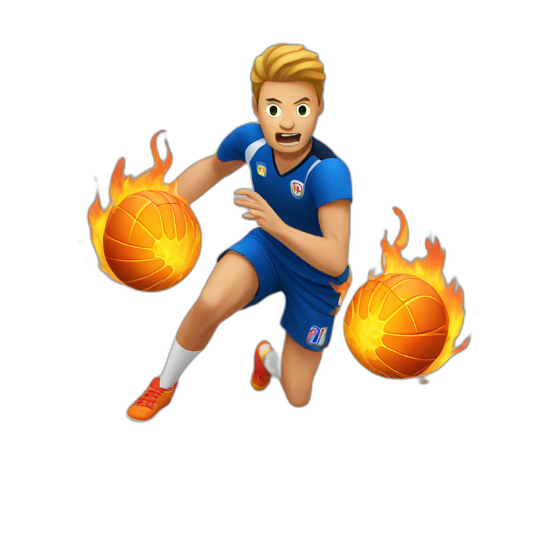 Handball player through fire ball emoji