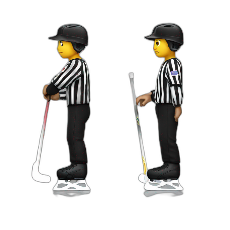 Blind hockey referee skating emoji