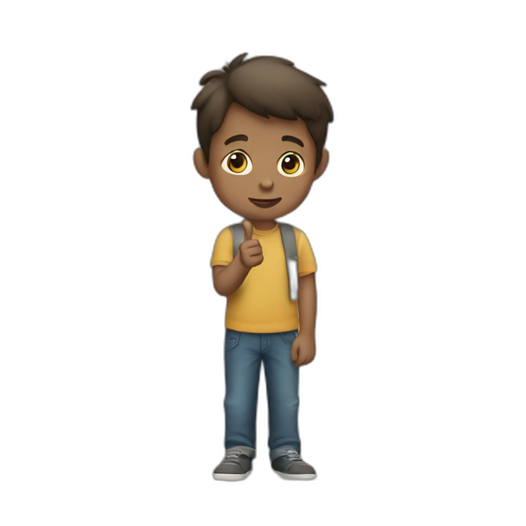 A boy pointing downwards emoji