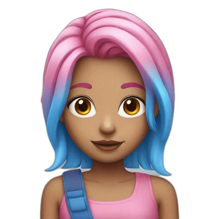 girl with pink hair with blue highlights emoji
