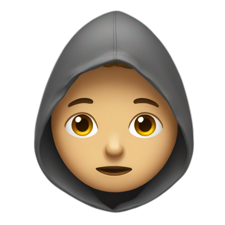 depressed person with a hood emoji
