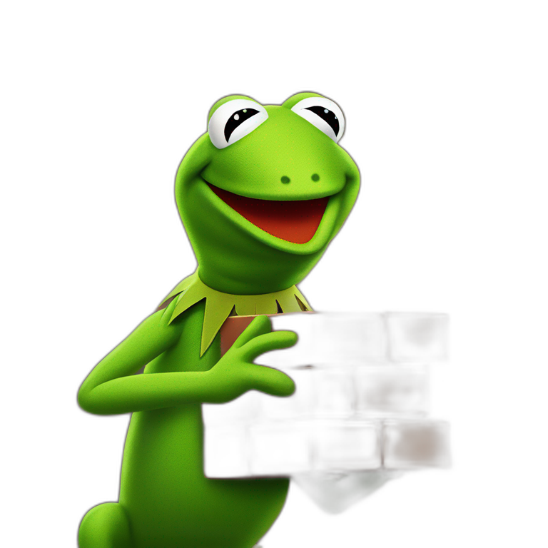 kermit frog holding brick emoji