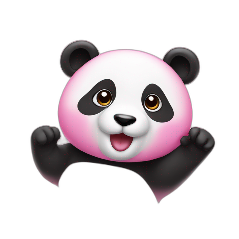 pink panda flying kiss emoji