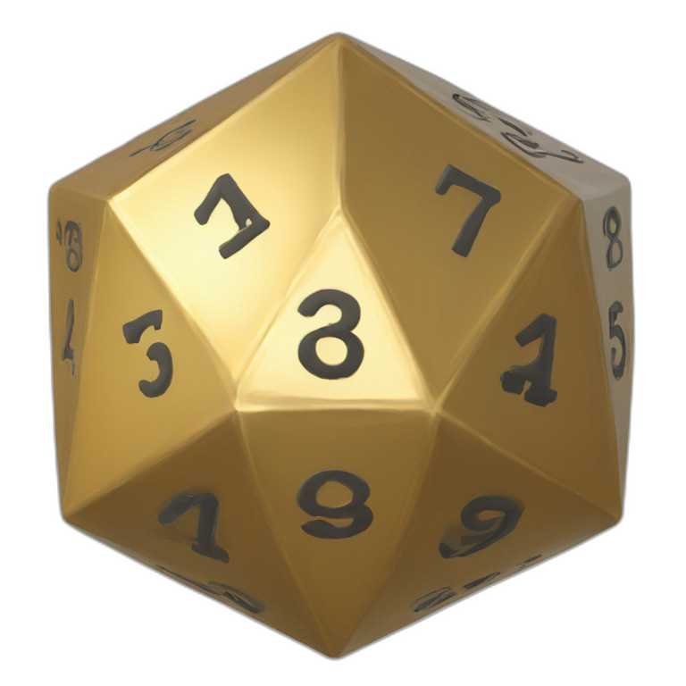Golden Icosahedron with numbers emoji