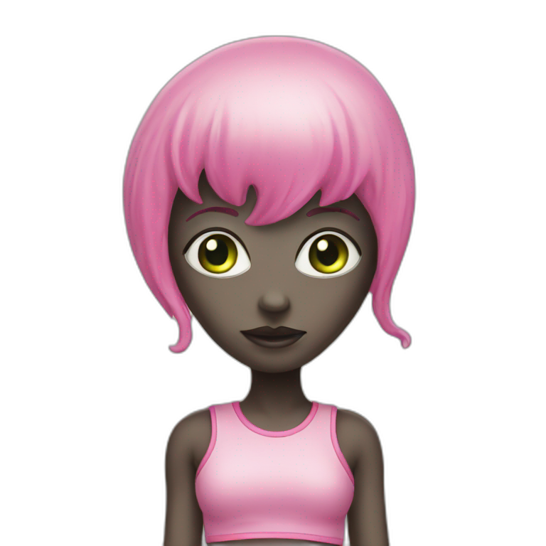 Alien with a pink skirt emoji