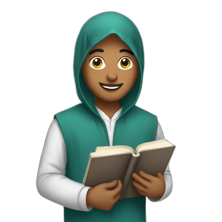 Muslim student holding a book emoji