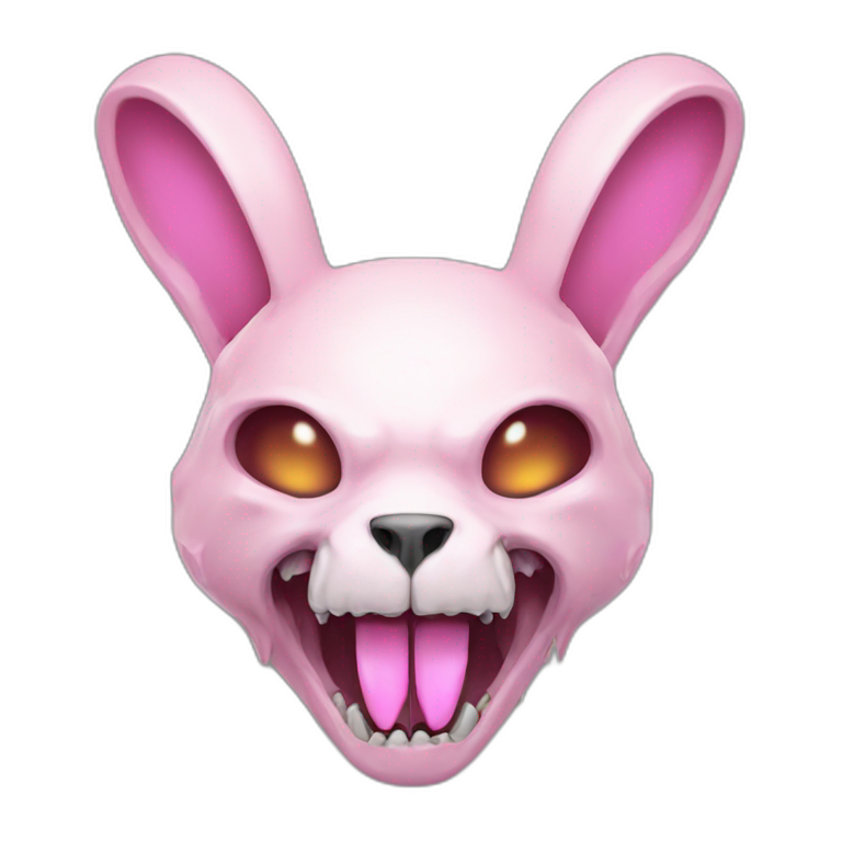 cyberpunk pale pink rage rabbit skull emoji