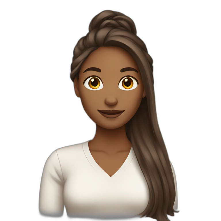 brown skin long hair women emoji