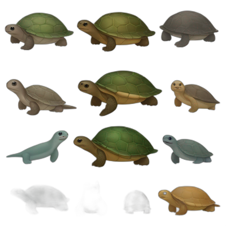 Une tortue avec une loutre sur le dos emoji