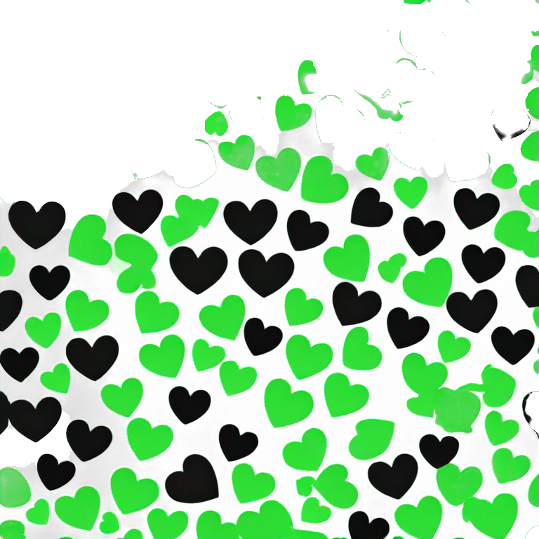 Half black heart and green heart emoji