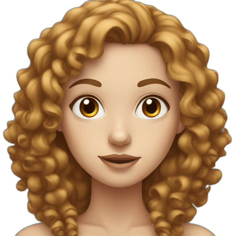 White Women, blue eyes, long brown curly hair emoji