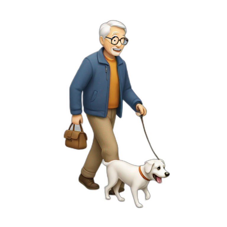 old man walking dog emoji