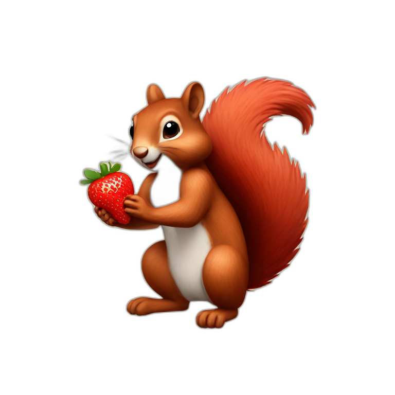a squirrel holds strawberries in its paws emoji