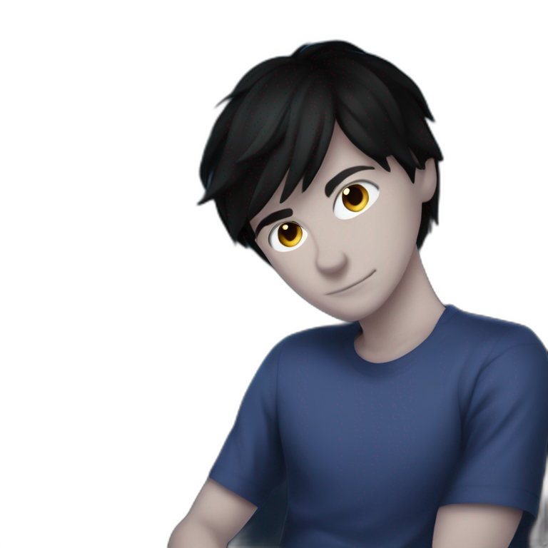 mysterious dark-haired boy standing emoji