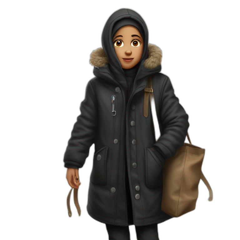 mysterious girl in black coat emoji